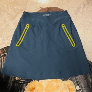 Nike Golf Tour Performance Skirt w/ Liner and Zipper Pockets Blue Grey/Yellow XS